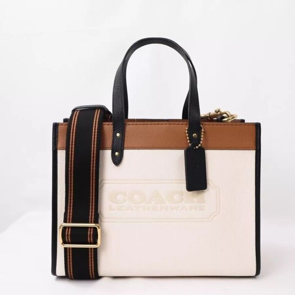Coach Field Tote 30 In Colorblock Pebbled Leather w/ Coach Badge - $495 RETAIL!